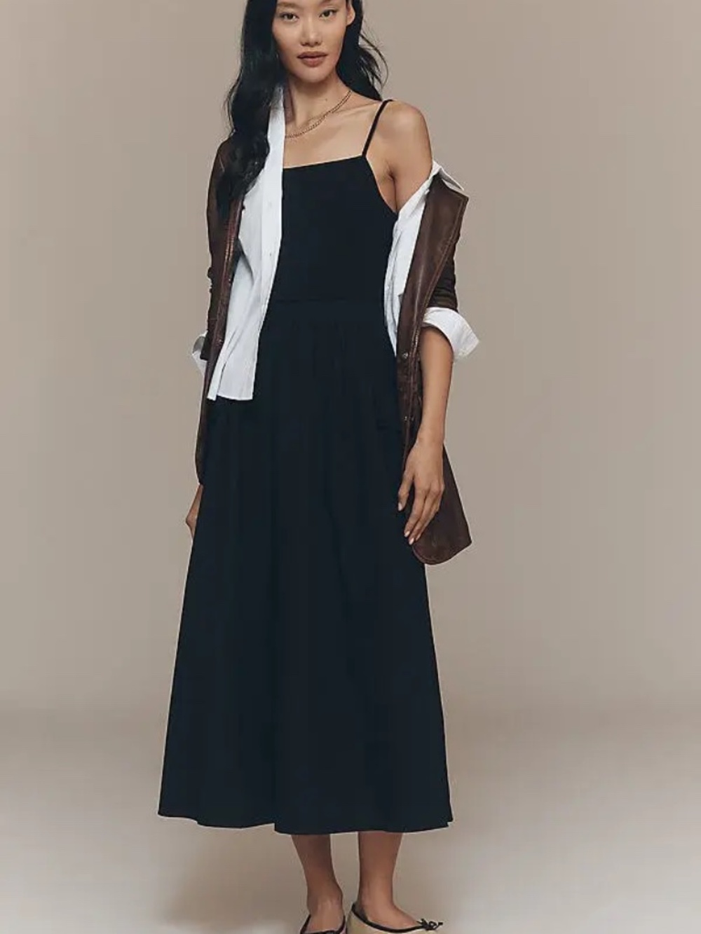 ANTHROPOLOGIE Cargo A-Line Midi Dress in Black size Small nwt